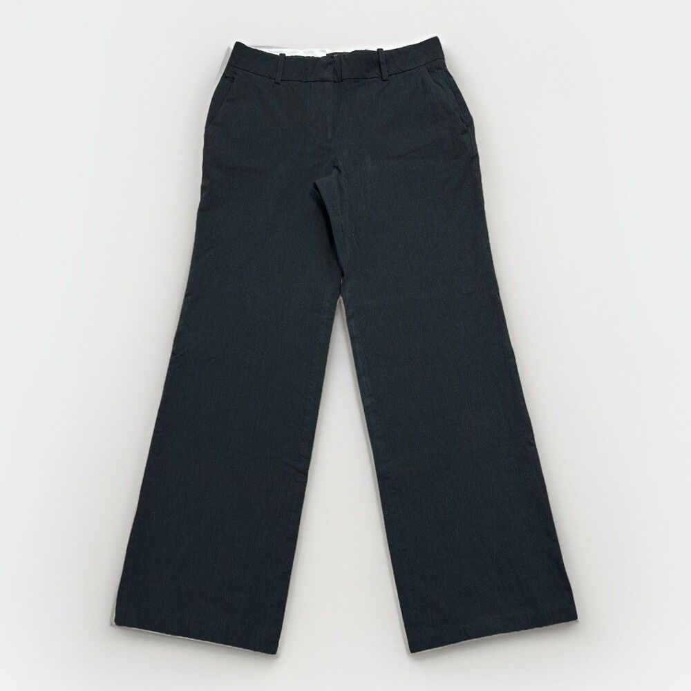 Ann Taylor Womens Dress Pants 2 Charcoal Gray Straight Wide Leg Mid Rise Career
